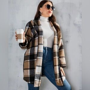 SHEIN Curve 4x Plaid Print Coat